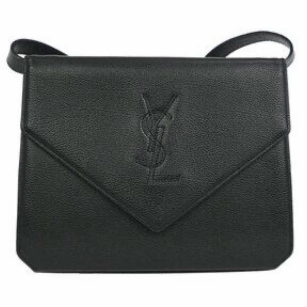 Yves Saint Laurent Black Crossbody Vintage Stitched Leather Shoulder Bag